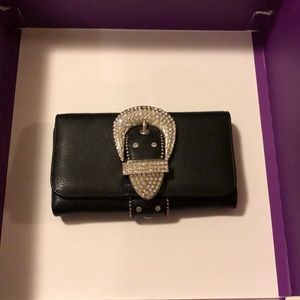 Charm and Luck Belt Buckle Black Wallet